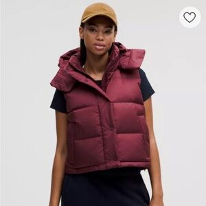 Lululemon Wunder Puff cropped vest in Garnet/Deep Luxe women’s 2